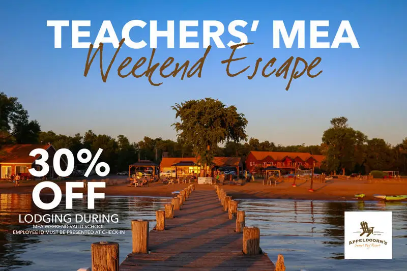 Teachers' MEA Weekend Escape – 30% off lodging at Appeldoorn's Sunset Bay Resort on Mille Lacs Lake